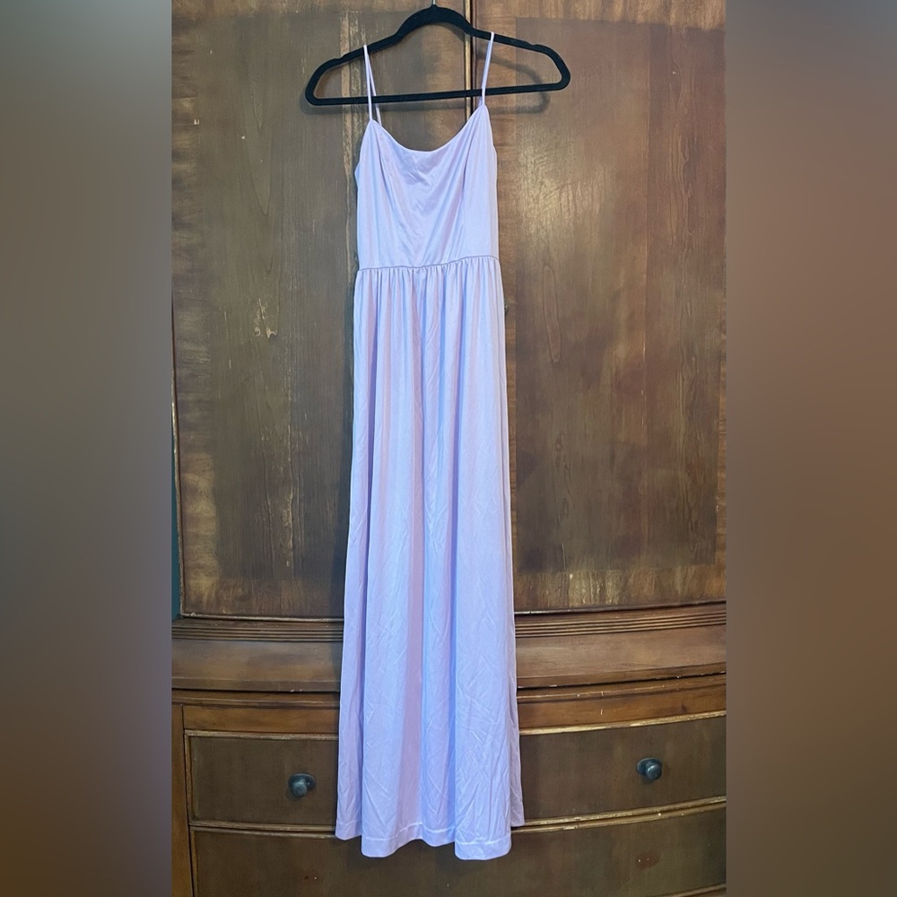 Vintage 70s pastel lavender dress with lace overshirt - Picture 6 of 10